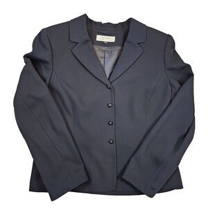 Tahari Arthur S. Levine Single Breasted 4-Button Blazer‎ Lined Career Blue 16